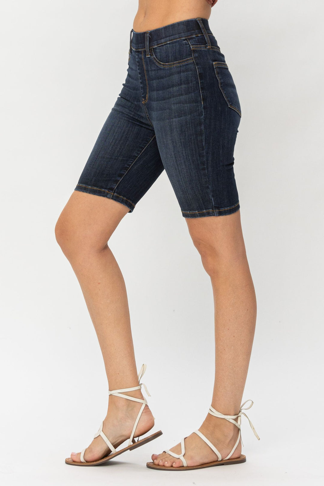 Cassidy Pull On Denim Biker Shorts 150159