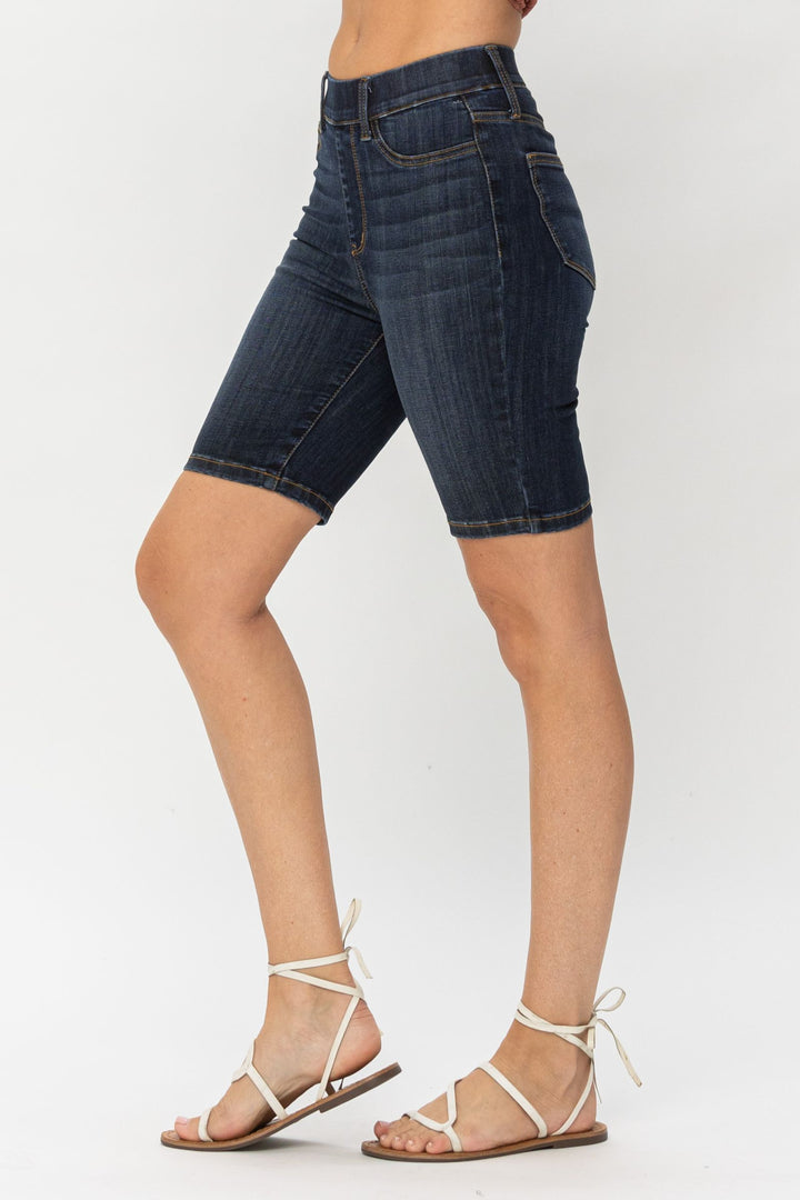 Cassidy Pull On Denim Biker Shorts 150159