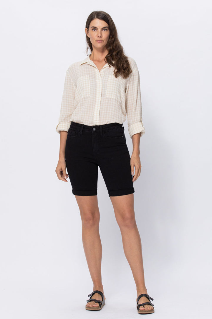 Black Cuffed Bermuda Shorts 150064