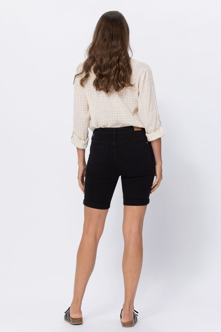 Black Cuffed Bermuda Shorts 150064
