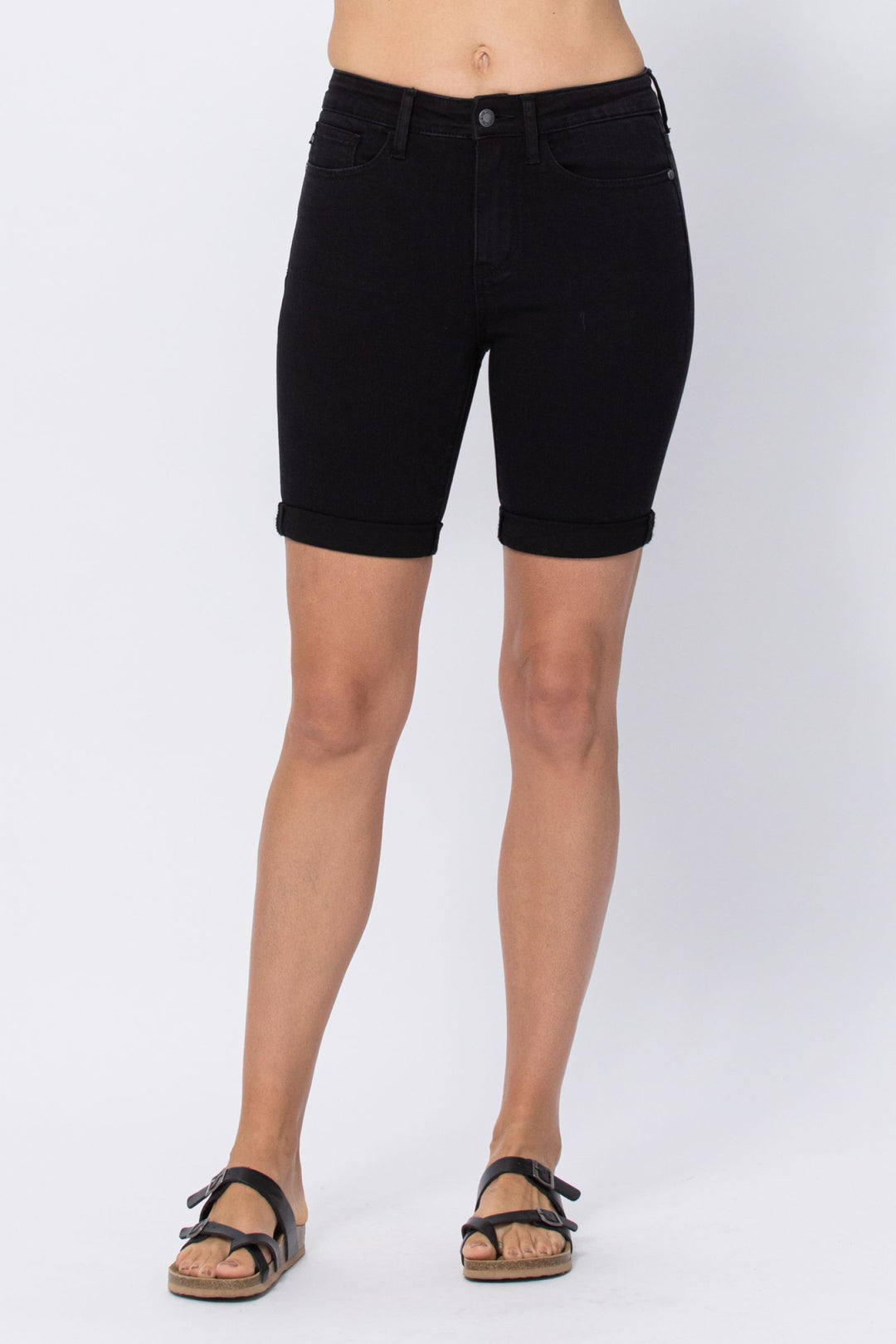 Black Cuffed Bermuda Shorts 150064