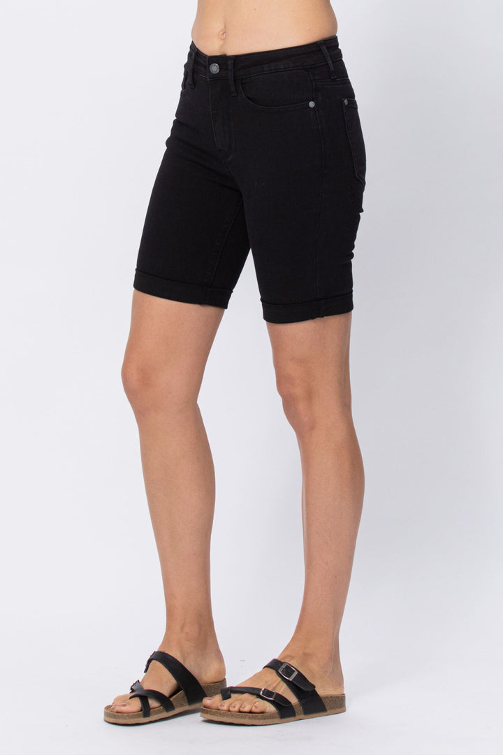 Black Cuffed Bermuda Shorts 150064