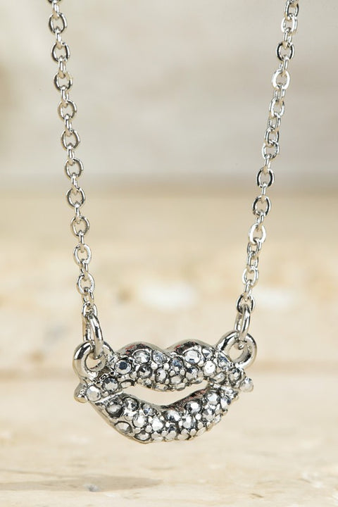 Crystal Lip Necklace Silver SUPER CLEARANCE!!