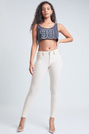 Hyperstretch Mid Rise Skinny Jean Off White 75% OFF