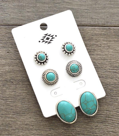 Turquoise Stud Earring Set