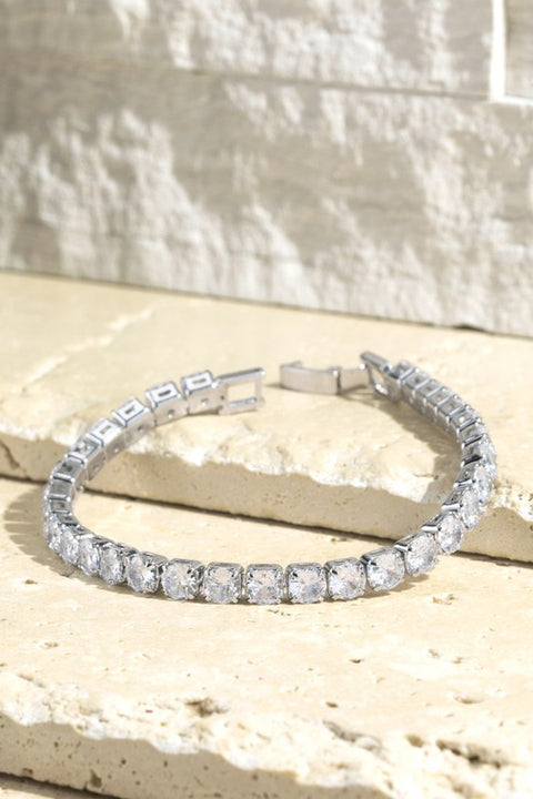 Crystal Tennis Bracelet Silver 75% OFF