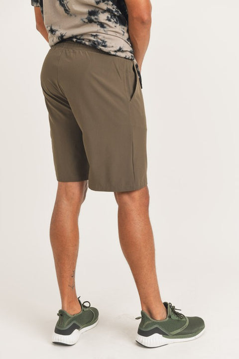 Zipper Pouch Drawstring Shorts Olive