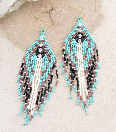 Boho Tassel Earrings Turquoise