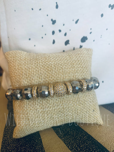 Faceted Stretch Bracelet Grey