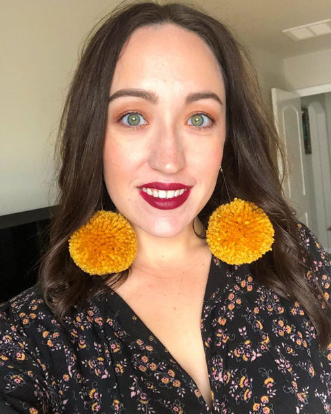 XL Pom Pom Earrings Mustard SUPER CLEARANCE!!