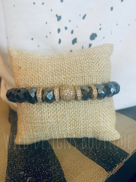 Faceted Stretch Bracelet Gunmetal