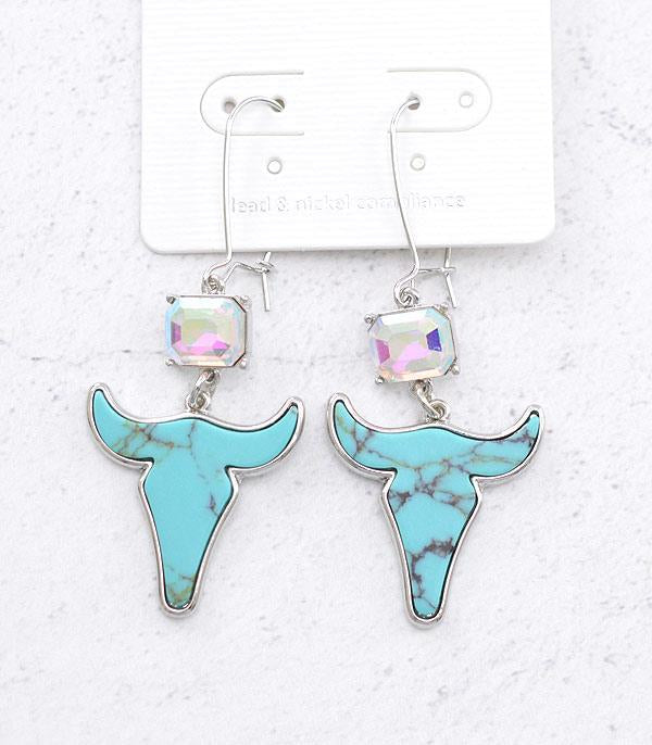 Staci Steer Earrings Turquoise
