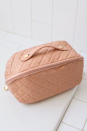 ONLINE ONLY Large Capacity Quilted Makeup Bag in Pink
