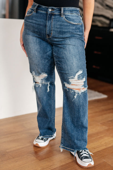 ONLINE ONLY Rose High Rise 90's Straight Jeans in Dark Wash