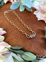 Champagne Toast Gold Necklace Clear