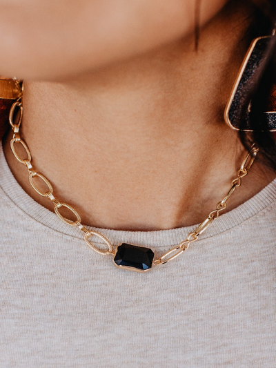 Champagne Toast Gold Necklace Black