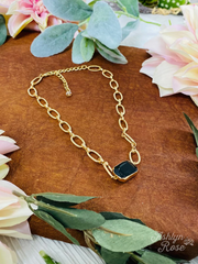 Champagne Toast Gold Necklace Black