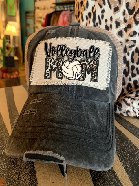 Volleyball Mom Black/Beige Hat