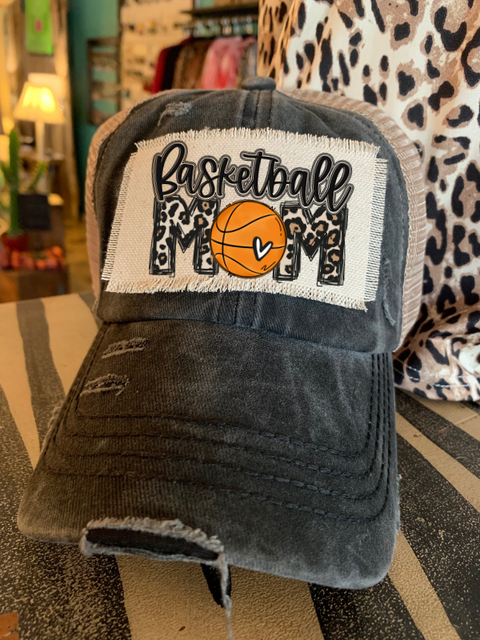 Basketball Mom patch printed on cap