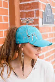 Caprock Turquoise Stone Hi Pony Cap SUPER CLEARANCE!!