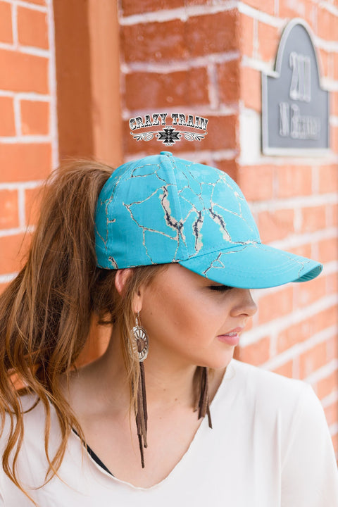 Caprock Turquoise Stone Hi Pony Cap SUPER CLEARANCE!!